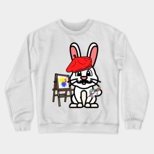 Cute Rabbit is a painter Crewneck Sweatshirt